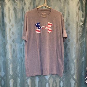 Under Armour, men’s patriotic, gray size, XL, short sleeve T-shirt,